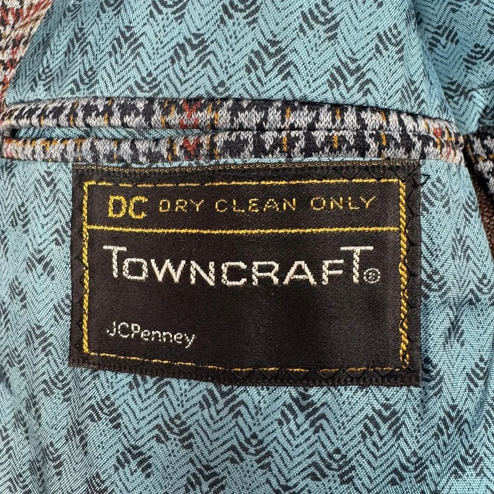 Vintage Towncraft Blazer Mens 38R Gray Plaid Wool‎ Tweed Sport Coat Retro USA
